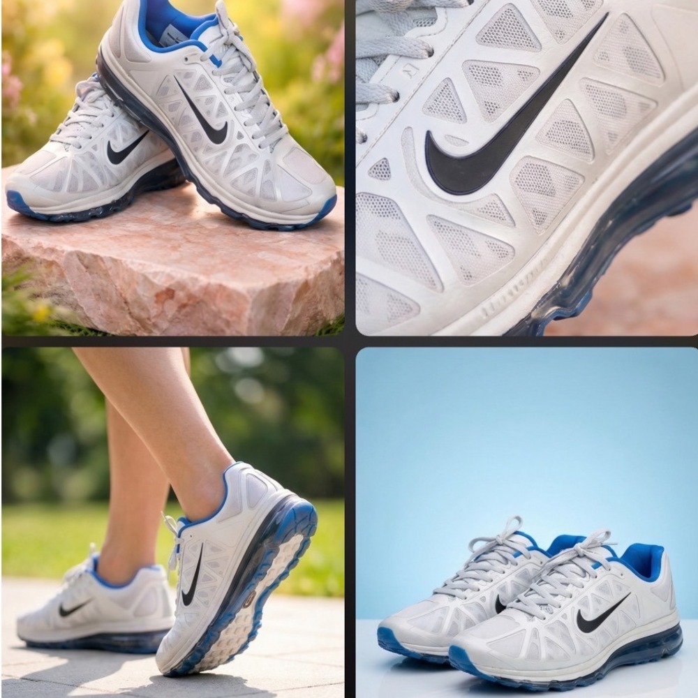 Nike Air Max 2011 Mens 6.5 White Blue Running Shoes 429889-014 Good Condition